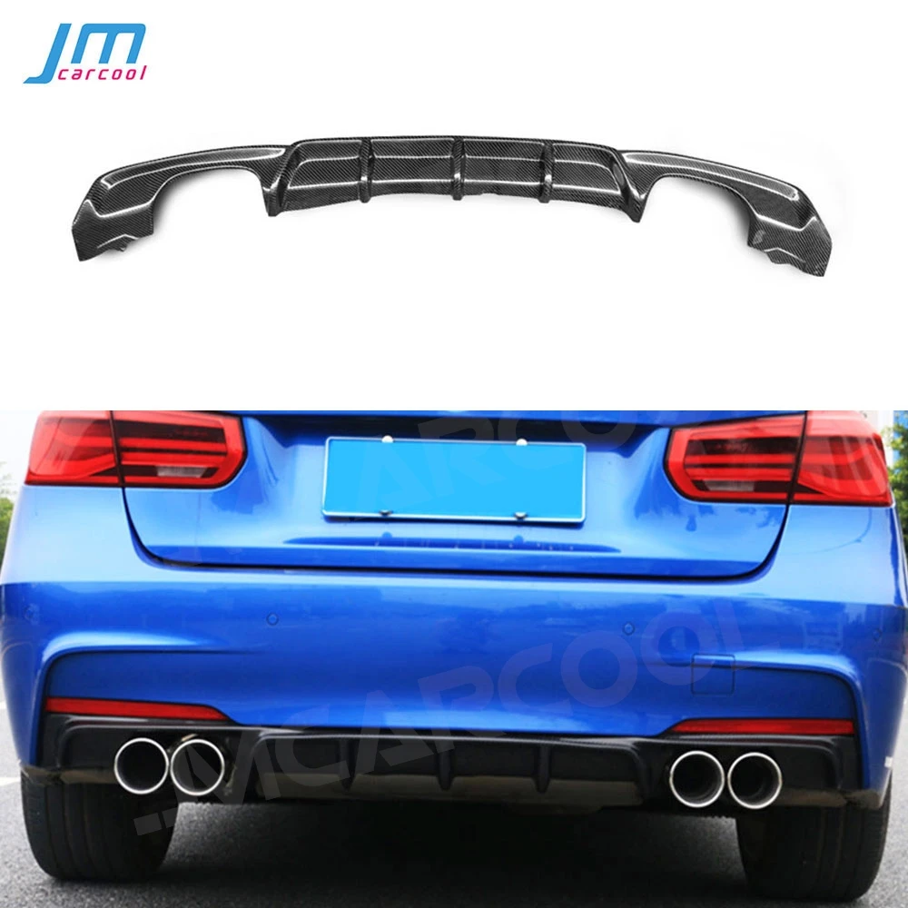 

PP Carbon Look Material Rear Bumper Lip Diffuser Spoiler for BMW F30 F35 320i 328i M-sport 2012-2018 Fins Shark Style