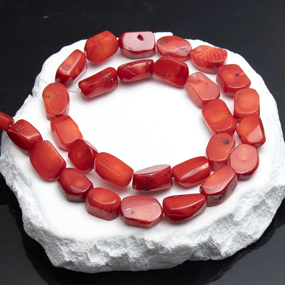 10x13 مللي متر-10x15 مللي متر المرجان الطبيعي فضفاض الخرز عزل الخرز قطعة مسطحة غير النظامية شكل الأحمر سحر سوار ذاتي الصنع قلادة أقراط