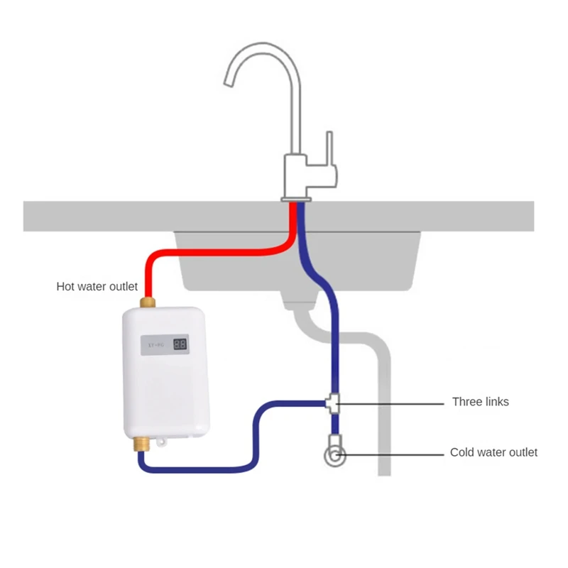 Instant Water Heater 3800W Mini Electric Tankles Hot Water Heater Digital Display For Bathroom Kitchen Washing EU Plug