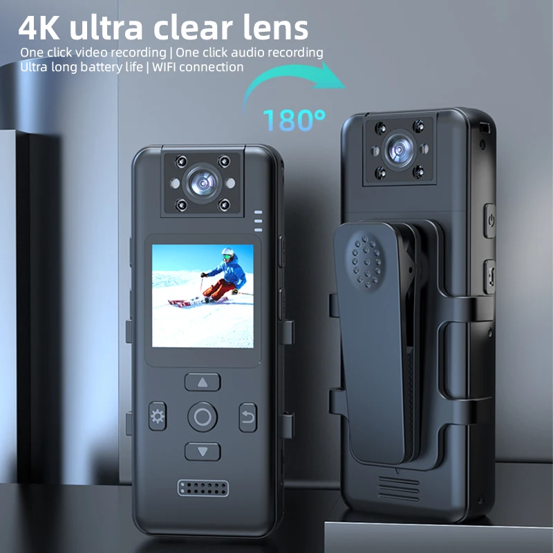 4K Portable Body Camera with Night Vision 1.5inch Screen 180