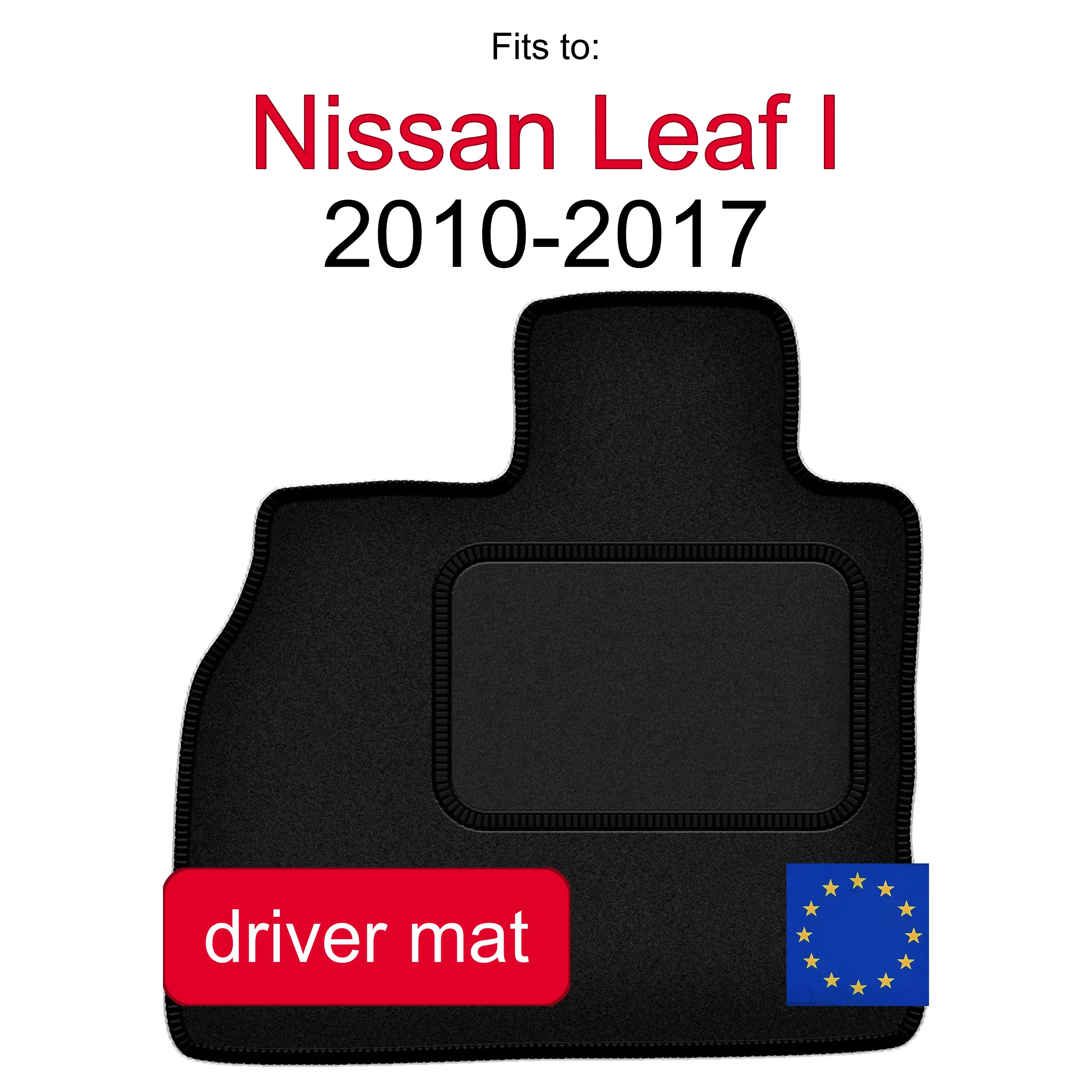 Velour tapijt voor de bestuurderszijde voor Nissan Leaf I hatchback (2010-2017) - Zwart (1 stuk)