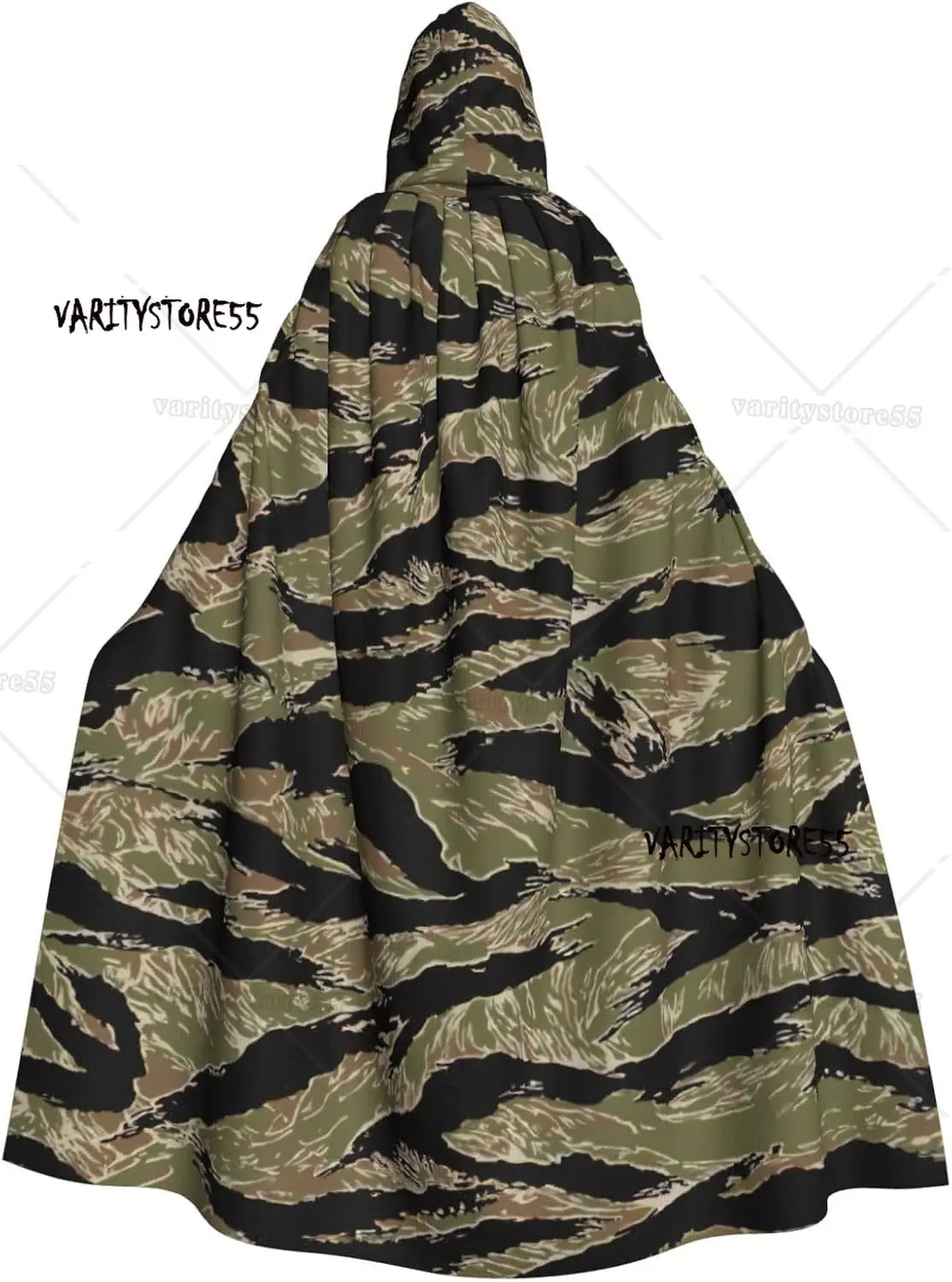 Tiger Stripe Camo Print Halloween Hooded Cloak Adults Stylish Cape Carnivals Themed Parties Cosplays
