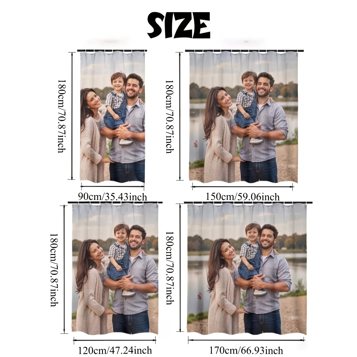 Individuell bedruckbarer Duschvorhang mit Ihren einzigartigen persönlichen & Tierfotos – Schimmelresistent und wasserdicht, inklusive kostenlosem Versand – Detail 4