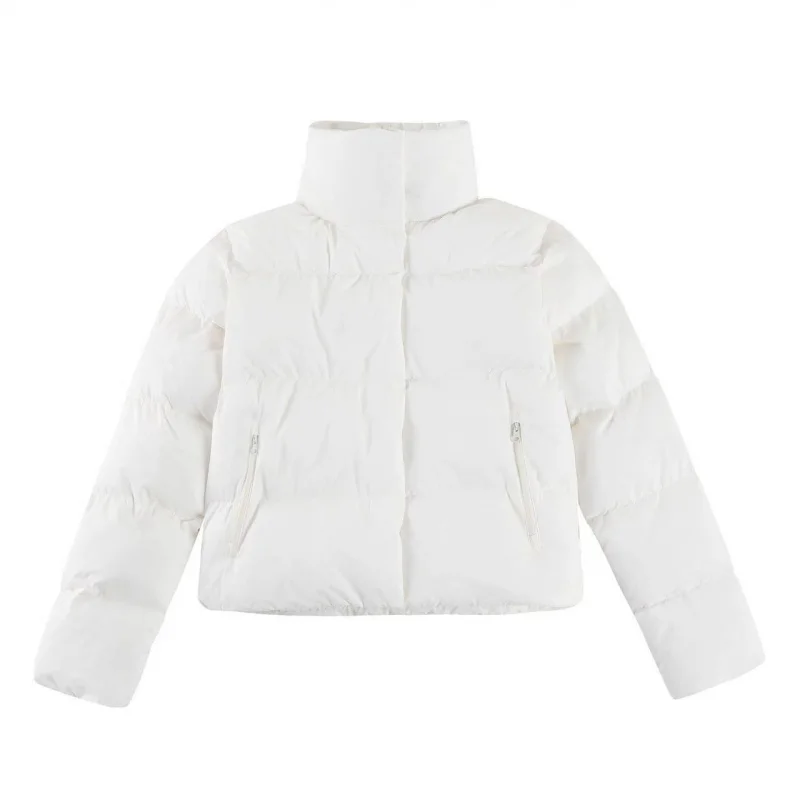 Dames 2025 Bladerdeeg Gewatteerde Korte Jas Opstaande Kraag Warme Winterjas Mode Klassiek Veelzijdig Bovenkleding Casual Dagelijks Dragen Winter