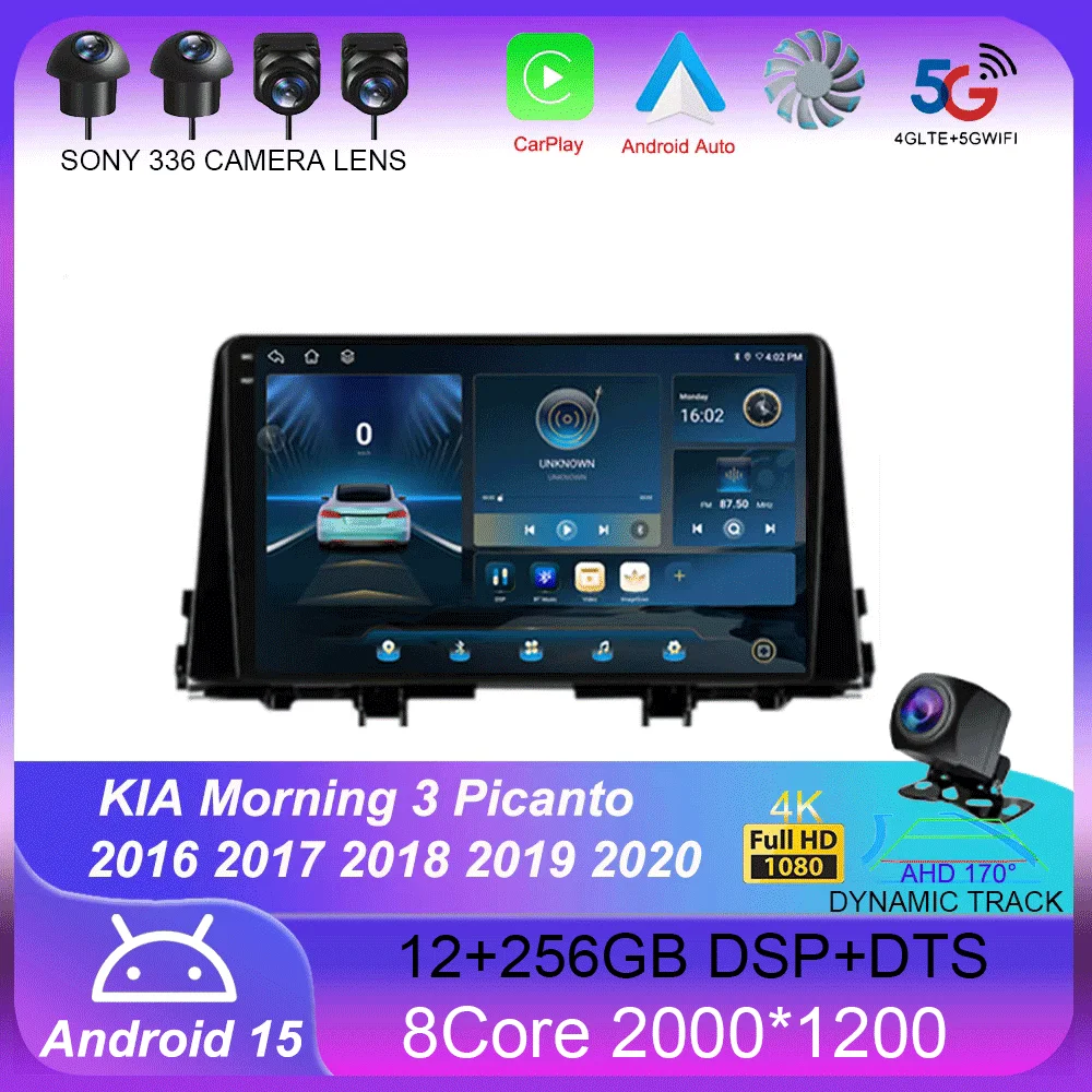 

9 Inch Car Multimedia Player for KIA Morning 3 Picanto 2016 2017 2018 2019 2020 Android 15 Car Stereo Car Radio GPS Carplay Auto