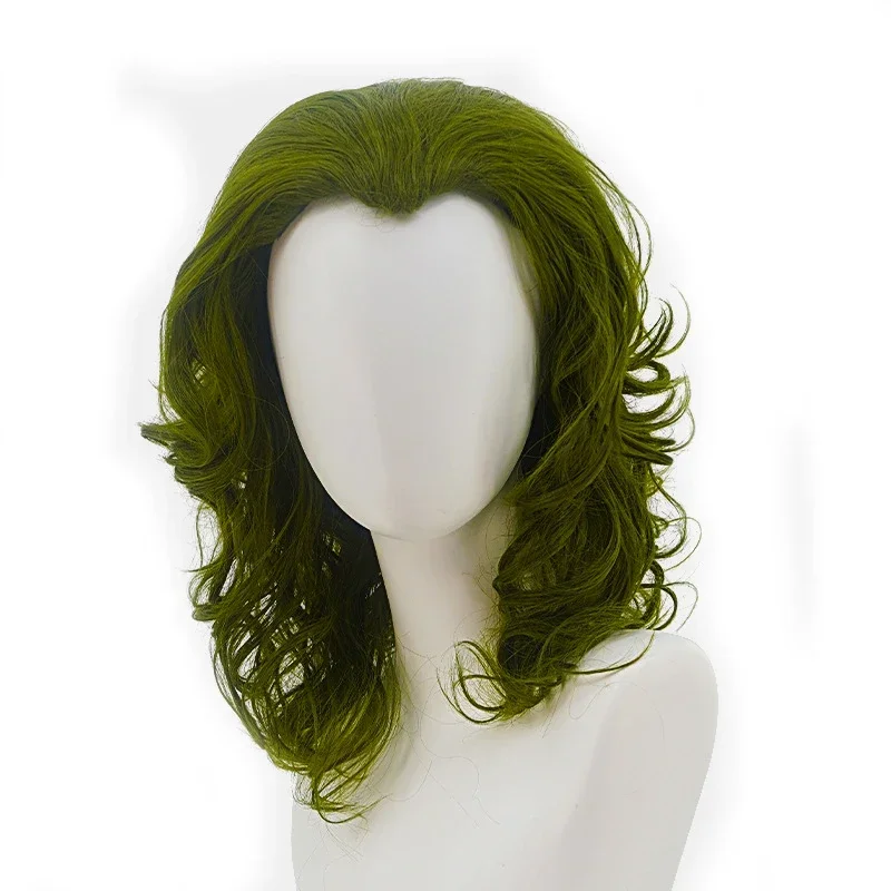 Movie Joker Cosplay Men's Costume Clown Joker Men Wigs Green Wavy Synthetic Hair for Halloween Party High Temperature Fiber