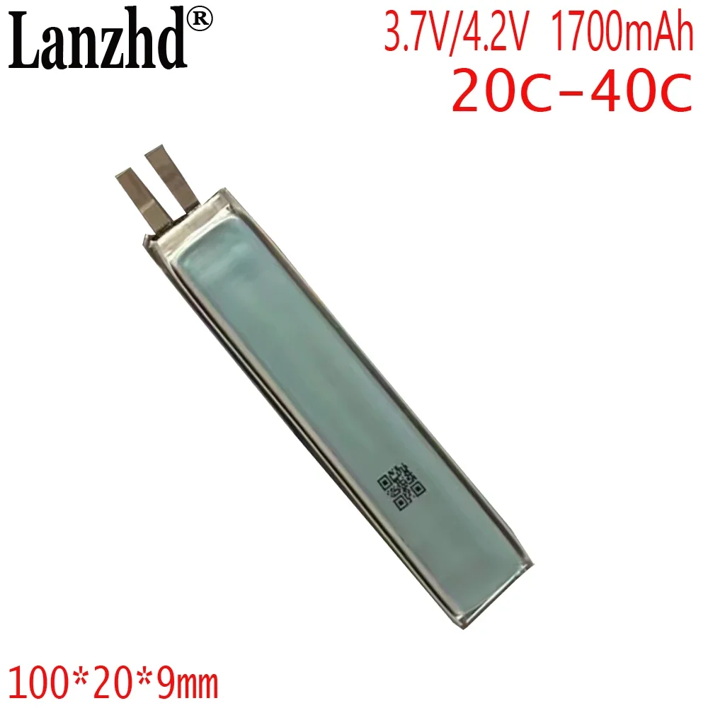 3.7V Li po High Rate 20C Lithium Polymer 1700mAh Cell For Electronic guns toys Diy Pack Power Tools 100*20*9mm 9020100