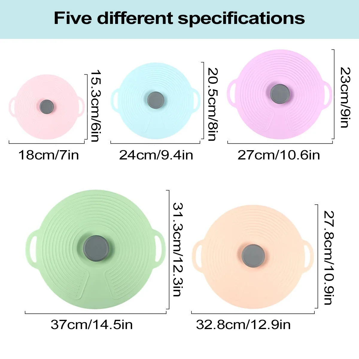أغطية سيليكون لوعاء قابلة لإعادة الاستخدام أغطية شفط مختومة تناسب أكواب الأطباق أطباق المقالي تخزين المواد الغذائية أدوات المطبخ