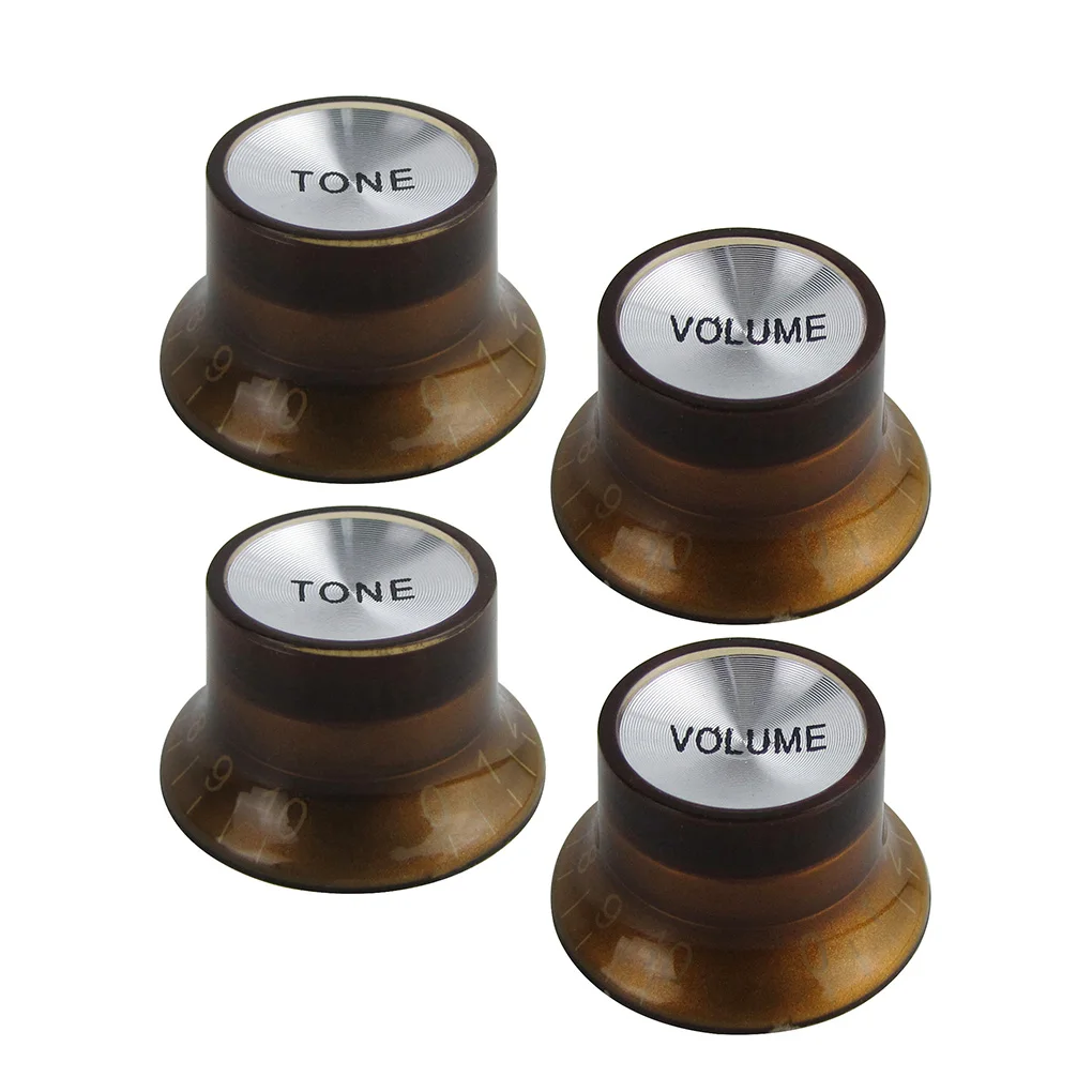 FLEOR 4pcs 2T2V Vintage LP Guitar Volume Tone Control Knobs with Aluminum Top Electric Guitar Parts