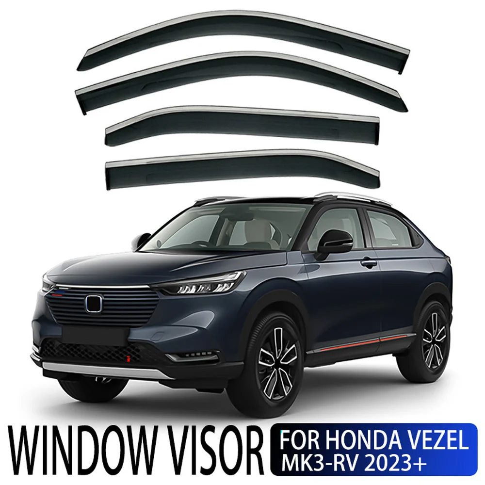 

Chrome Strips Rain Guards for Honda Vezel MK3-RV 2023+ Window Visor Wind Deflectors Door Visor Vent Shade Ventvisor