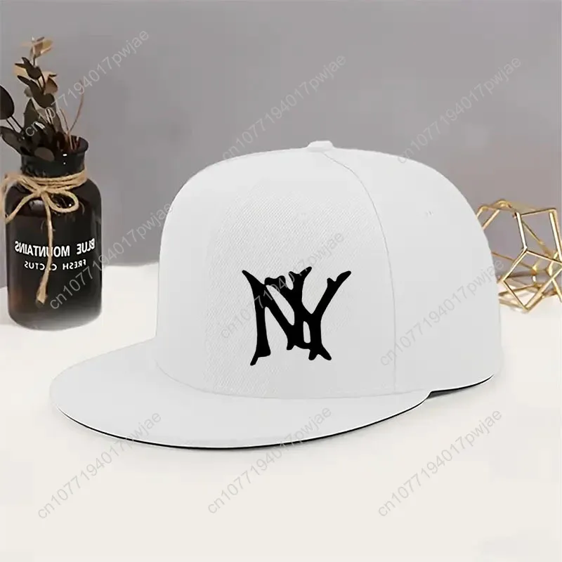 Boné de beisebol snapback ajustável de 1 unidade – Chapéu estampado NY com aba plana, tecido respirável para homens e mulheres, tamanho único, ajuste para todos os ajustáveis