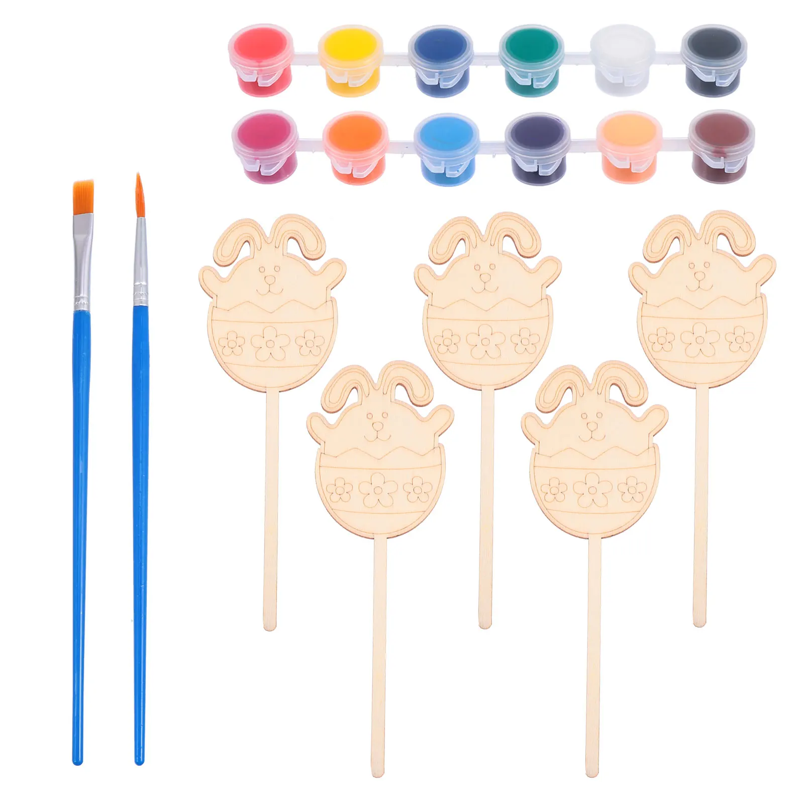 Artesanías DIY, decoración de conejo de madera, adorno, pintura para niños, juguete, adultos, materiales de Pascua, decoraciones para niños