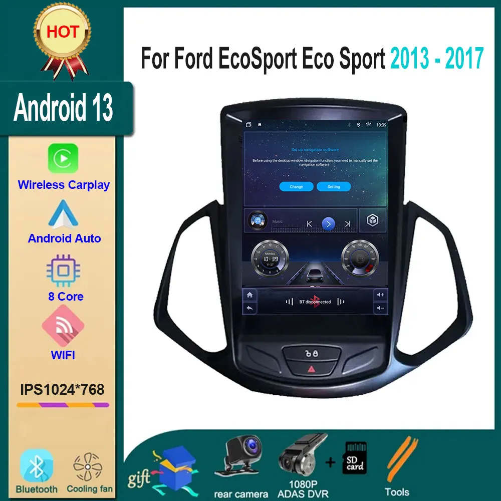 Android 14 Car Radio Multimedia Player For Ford EcoSport 2013 2014 2015 2016 2017 GPS Navigation Carplay Android auto