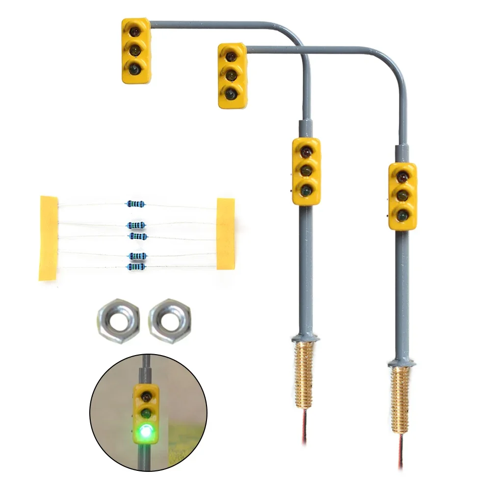 2pcs Traffic Light Model HO/OO Scale Cross Walk LED Pedestrian Street Signal 20mA With Resistor Railway Train Layout Kit