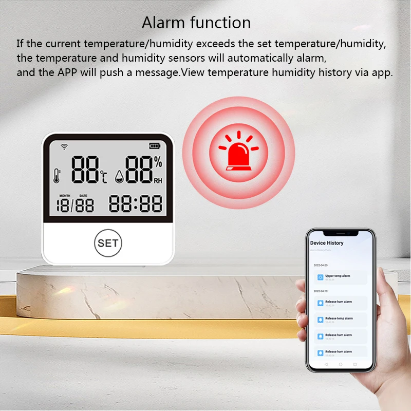 Smart Tuya WIFI Temperature Humidity Sensor Hygrometer Indoor Thermometer Detector LED Screen Display Works with Alexa Google