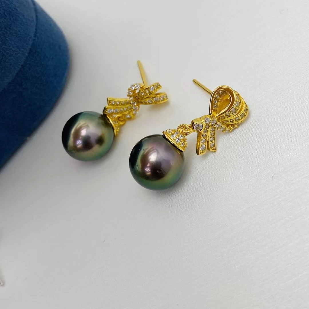 Wholesale 925 Sterling Silver Earrings Mount Findings Settings Base Mounting Parts Accessory for 9-12mm Pearls 5 pairs/lot