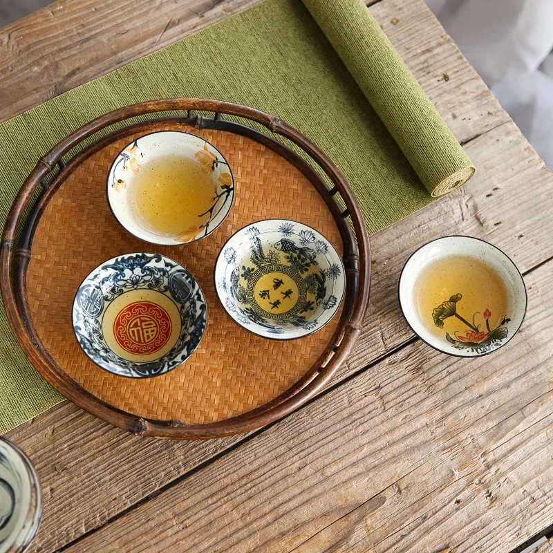 Taza de porcelana de ceniza de planta antigua, antiescalonamiento cuenco de té de cerámica de viaje, taza de cono hecha a mano, taza de meditación