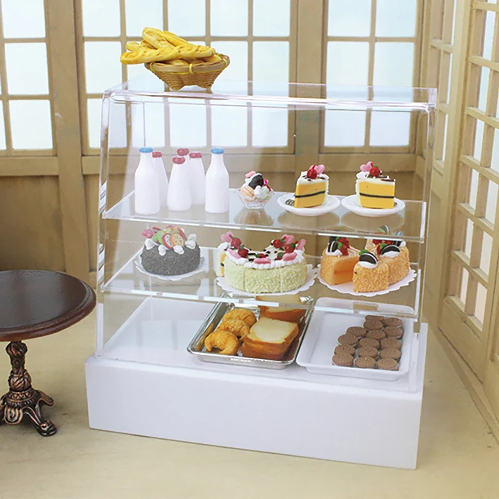 1/12 دمية مصغرة الحلوى خزانة كعكة صغيرة خزانة عرض لعبة مجسمة لدمية اكسسوارات المنزل الديكور ob11 bjd
