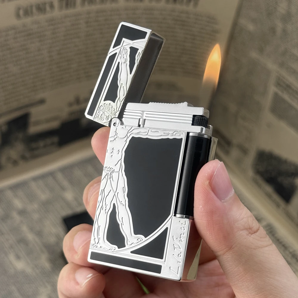 

Da Vinci Cigarette Metal Lighter Lacquer Soft Flame Bright Sound Butane Gas Refillable Memorial Smoking Cigar Tools Smokers