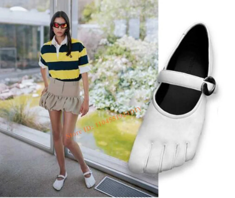 Split Toe Five Finger Shoes Women Five-Toe Buckle Strap Ballet Flats Elastic Luxury Casual Shoes