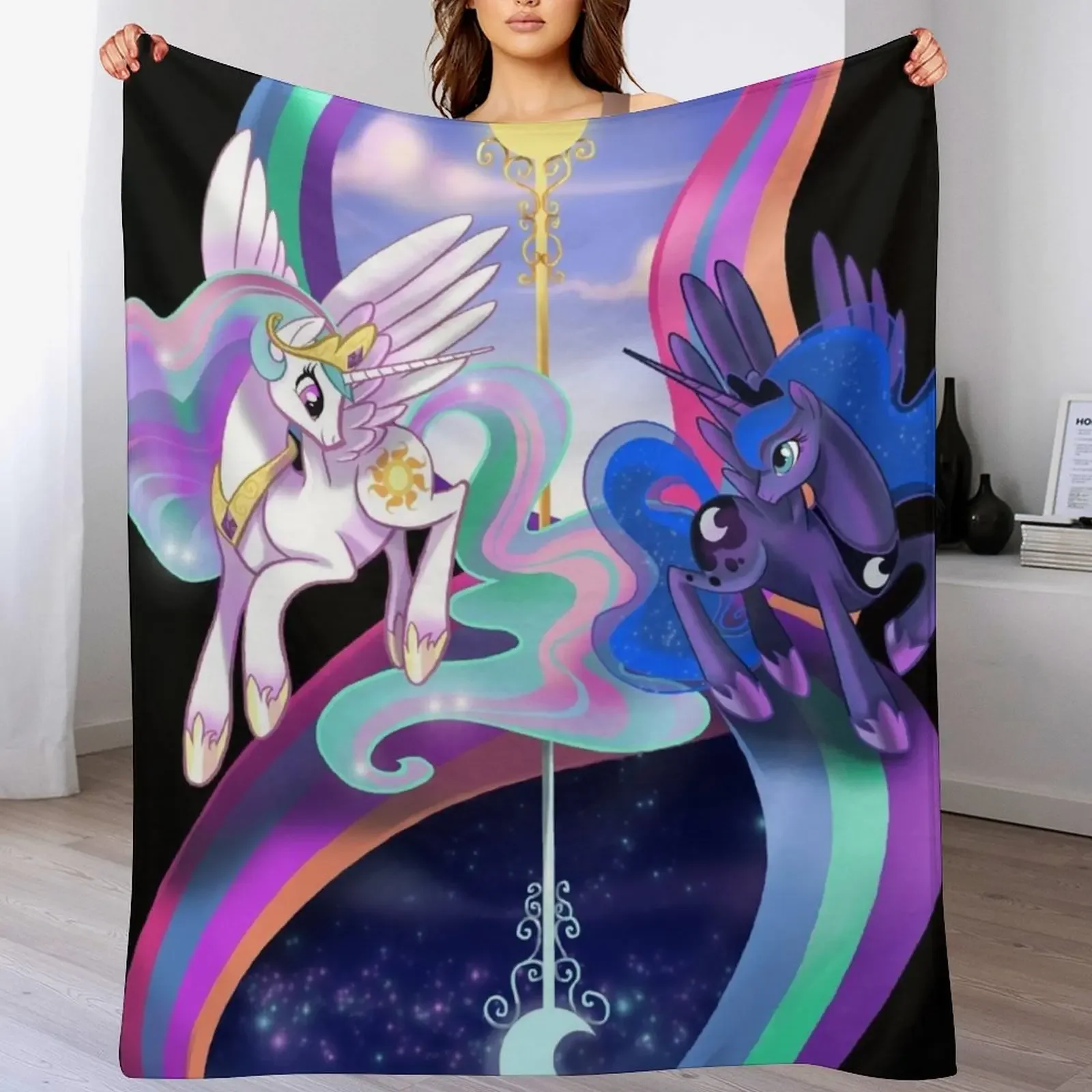 

Sun and Moon Sisters- MLP Throw Blanket Decorative Sofa Beautifuls Blankets