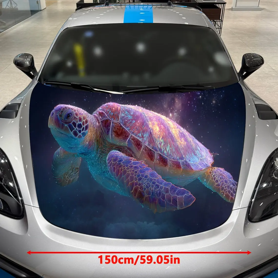 Cosmic Sea Turtle Car Cover Sticker, Auto Hood Decal, Car Exterior Scratch Resistant Decal, Trendy Gift for Car Lovers, Eye-catc