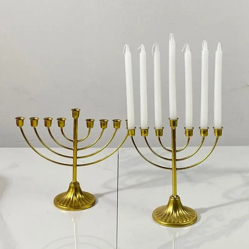 Jewish Candle Holder 7/9 Branch Candlestick Metal Candle Holder Hanukkah Candlestick Jewish Holders Menorah Stand Decorations