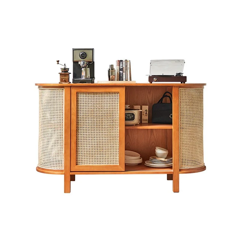 Rattan dining side cabinet, Nordic modern simple living room storage cabinet against the wall
