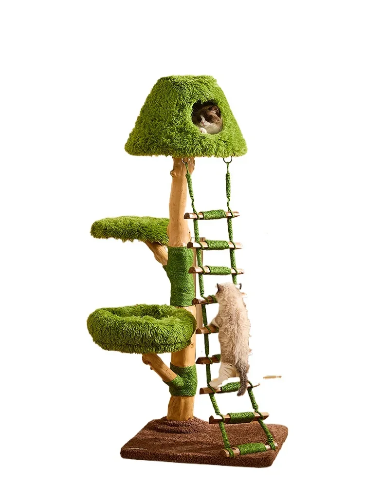 Cloud ladder solid wood t climbing frame cat litter tree integrated large cat litter villa  toys