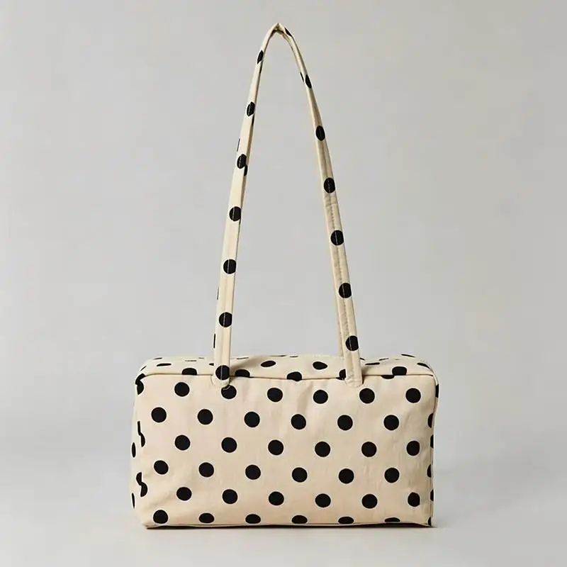 Eco-friendly Nylon Polka Dot Shoulder Bag Designer Striped Color-blocked Handbag Stylish Lightweight Zippered Underarm Bag