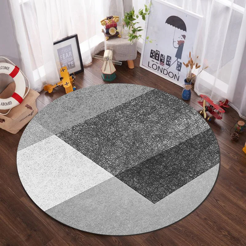 Earth & Moon Galaxy Print Round Carpet – Geometric Space-Themed Non-Slip Rug for Living Room Decor