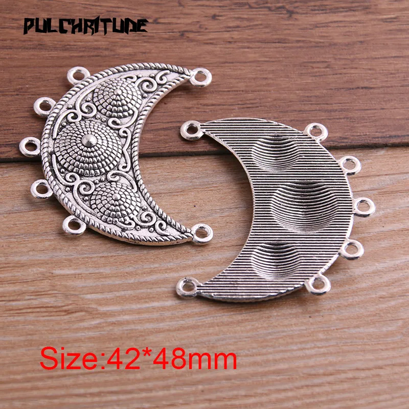 2PCS 42*48mm Necklace Charm Women Jewelry Fashion Moon Porous Connector Pendant Necklace