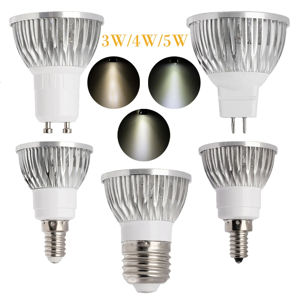 

3W 4W 5W LED Spotlight GU10 E27 E12 GU5.3 AC85-265V Downlight Energy Saving MR16 12V Lamp for Home Lighting 3000K 4000K 6000K