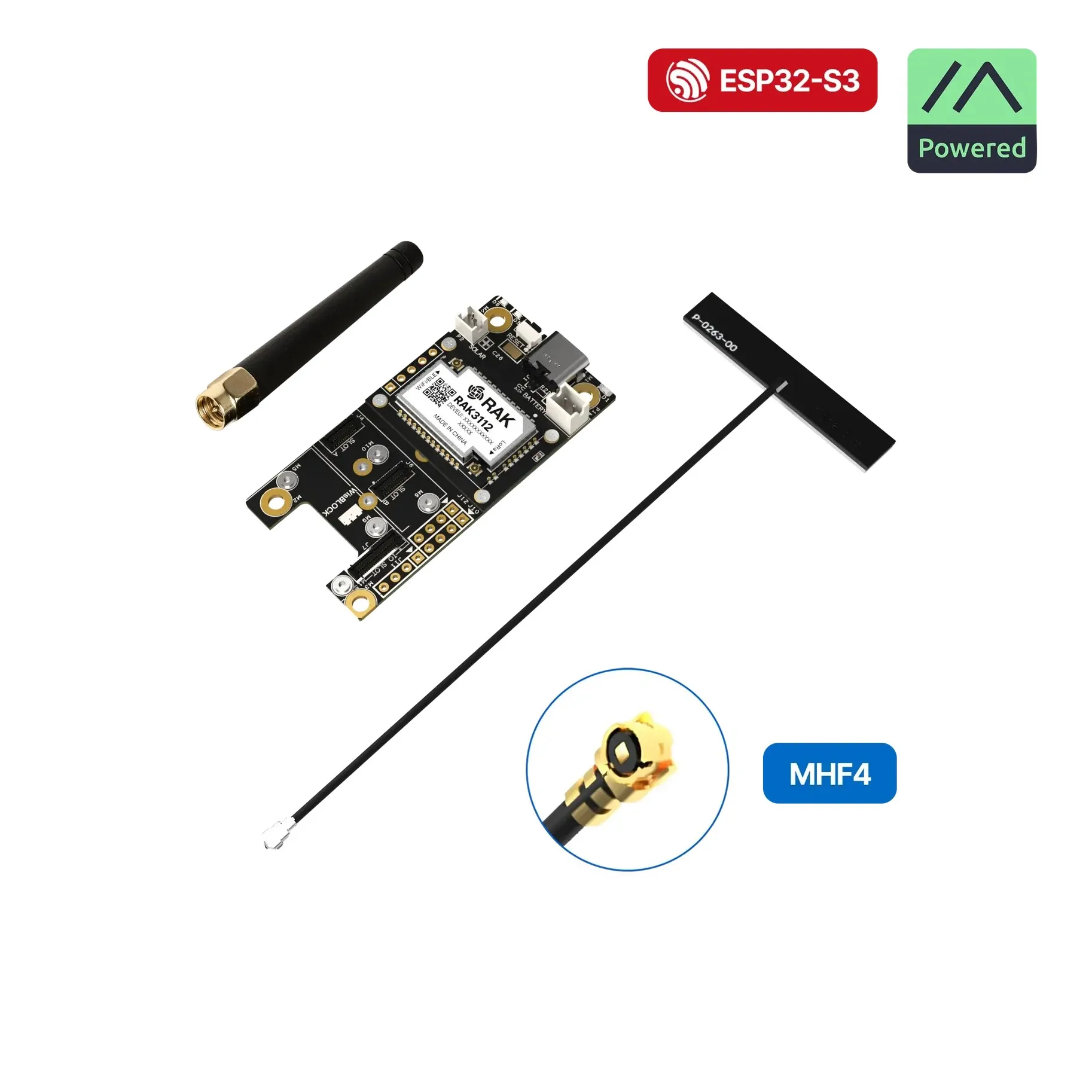 

WisMesh RAK3312 Starter Kit 800MHz Modular WisBlock LoRa mesh kit withESP32-S3core, pre-flashed Meshtastic firmware, and antenna