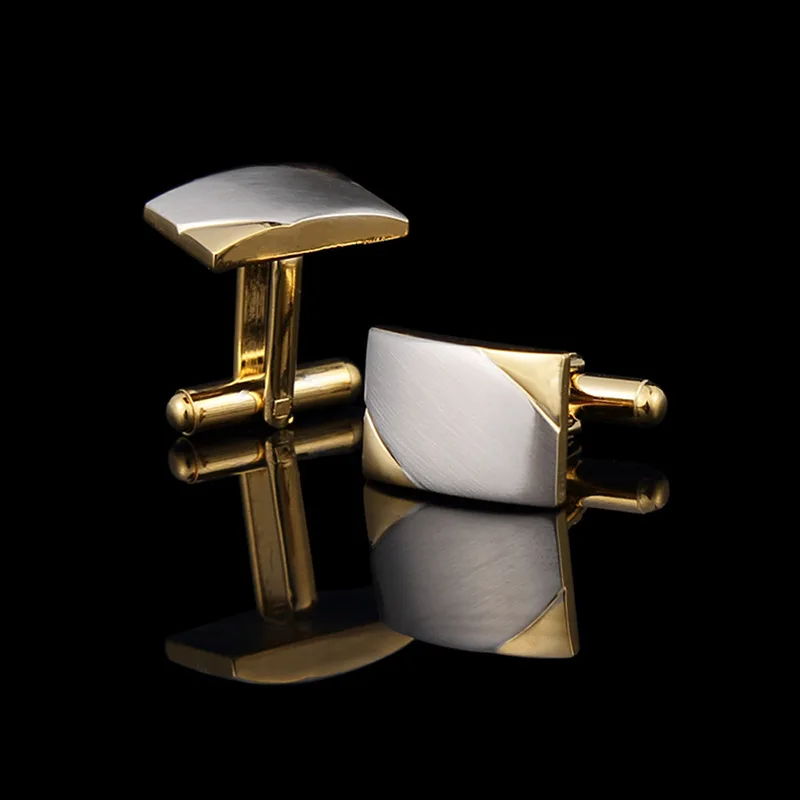 Two tone brushed men's cufflinks business style gold cufflinks formal shirt accessories