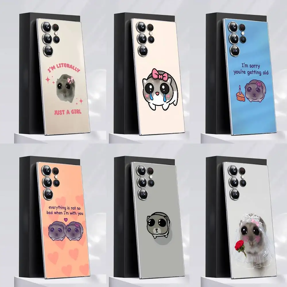 

Funny Sad Hamster Meme Phone Case For Samsung S30,25,24,23,21,22,20,10,5G,FE,lite,PIus,Ultra Transparent Cover