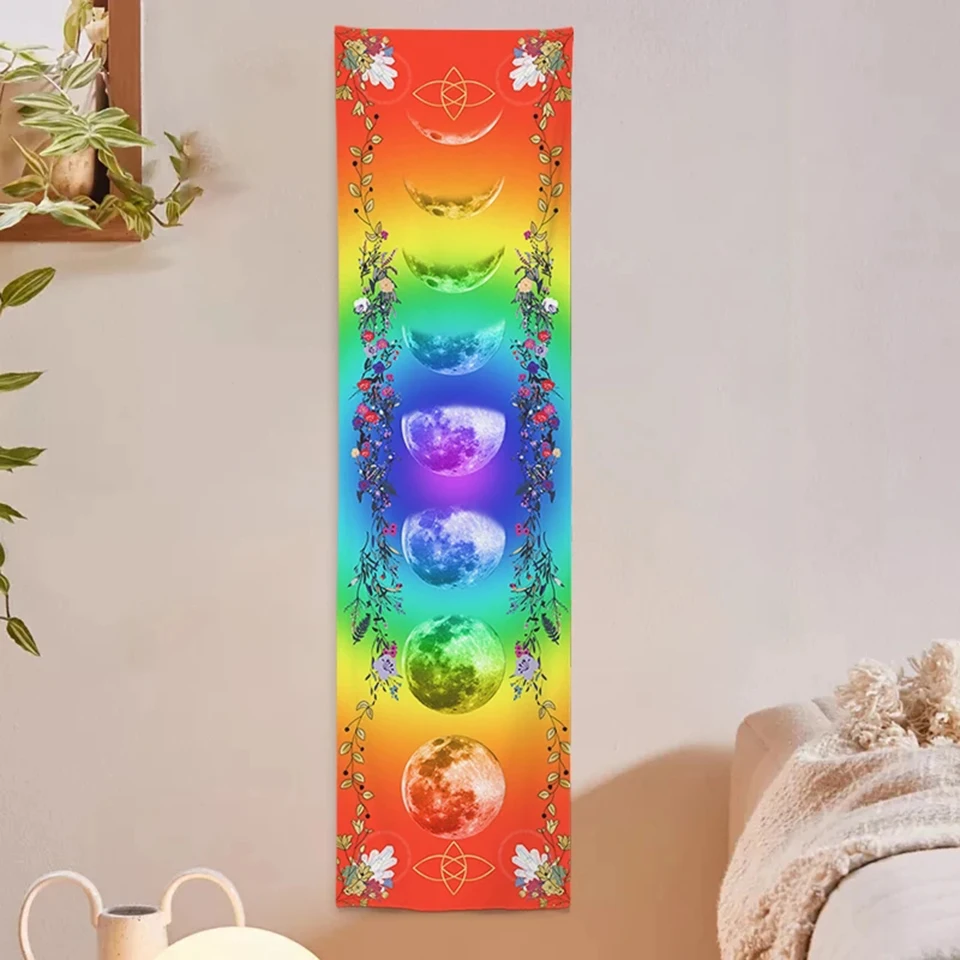 Spiritual Moon Phase Diamond Painting Tassel Rainbow Chakra Hippie Bohemian cloth drop shipping home decorative art FF676