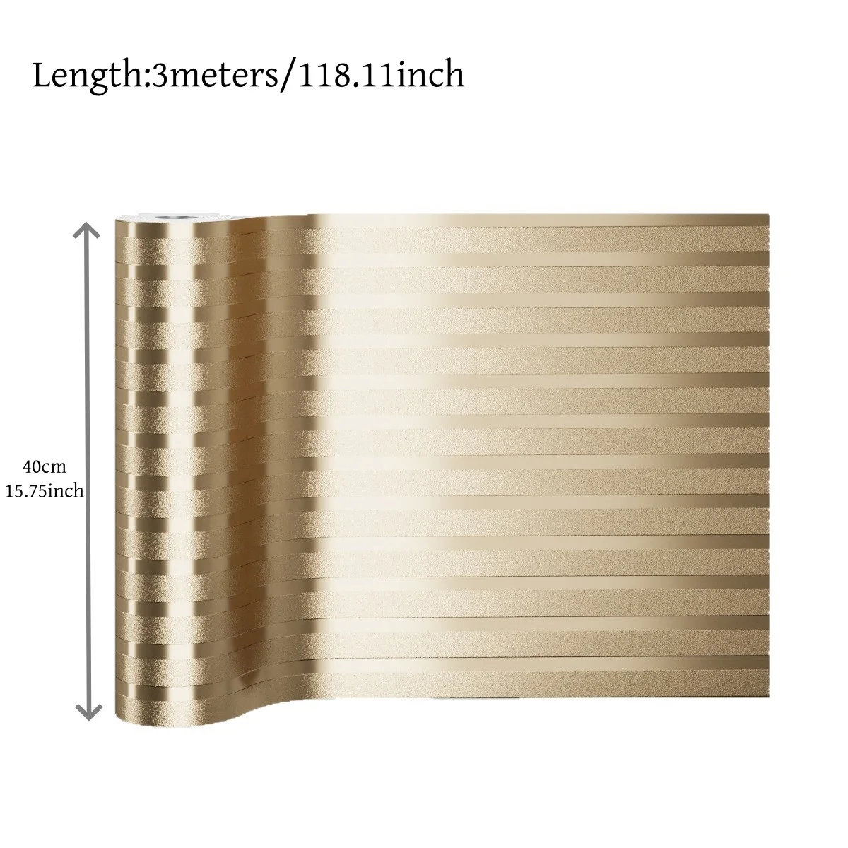 1roll 3meters/118.11inch Gold Metallic Striped Wallpaper - Peel & Stick Self-Adhesive for Accent Walls, Furniture & DIY Decor