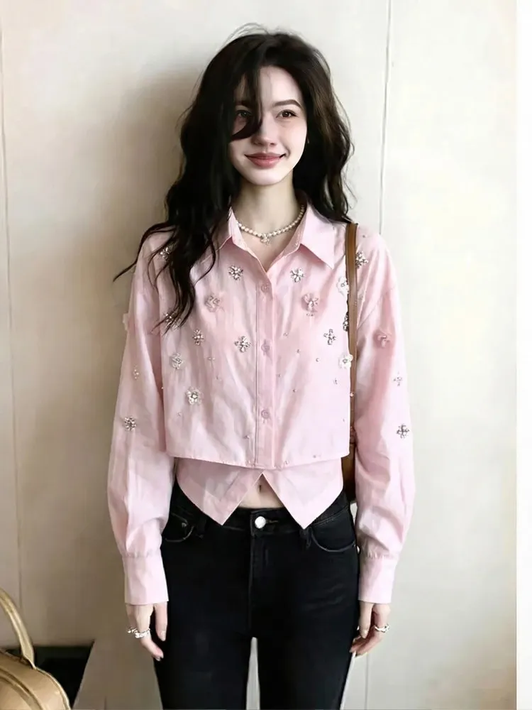 

Ele Long Sve Collared irt Women's Korean Sle Sweet Faion Spring 2026 Light Luxury irt Floral Pattern Loose Fit