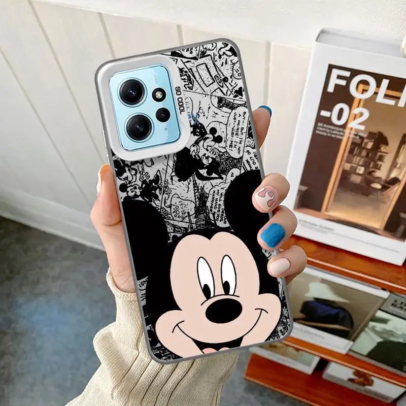 Phone Case for Redmi Note 13 12 11 Pro Plus 10 9 9S 13C A1 A2 12S 11S Silver Plating Angel And Stitch Mickey Minnie Pooh Donkey