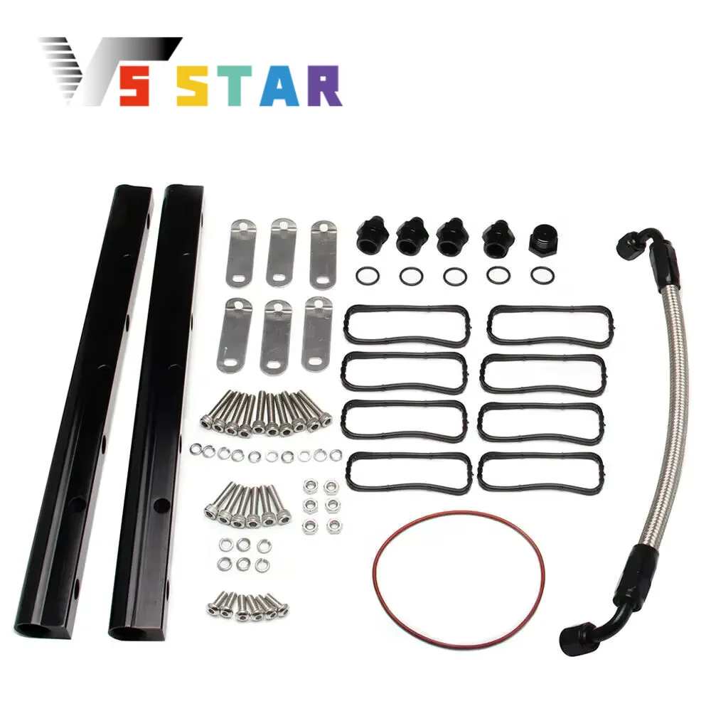 

High Quality Billet Aluminum Fuel Rail Kit For LS LS1 LS2 LS3 LS6 Intake Manifold + Hardware Black IM-1009