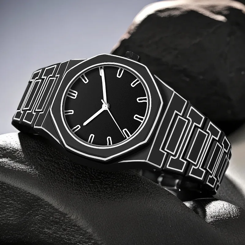 ساعات كوارتز للرجال قرص إبداعي موضة بسيطة مقاومة للماء ساعات رجالية كلاسيكية من الفولاذ ساعة رجالية Relogio Masculino