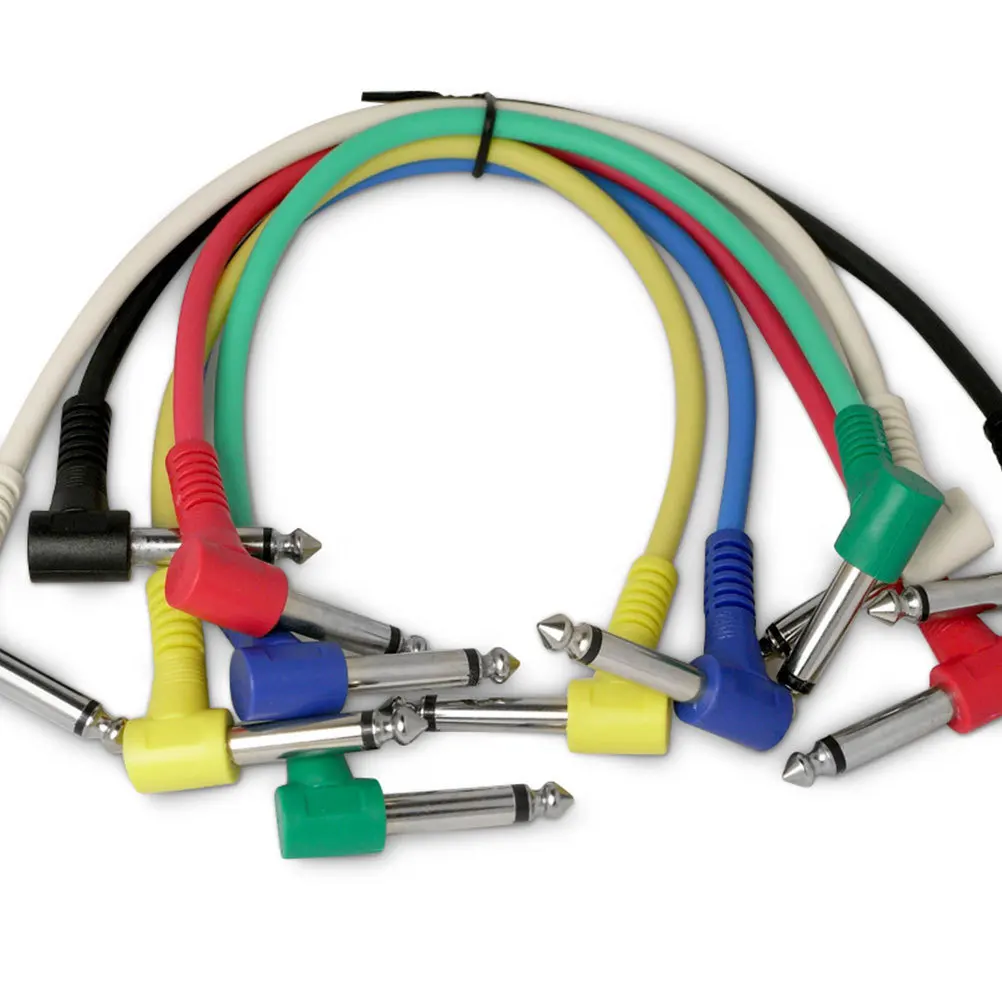 

6Pcs Guitar Patch Cable Right Angle 6.35mm Elbow Effect Pedal Patch Cable Durable Audio Effector Line for Guitar Use Replacement
