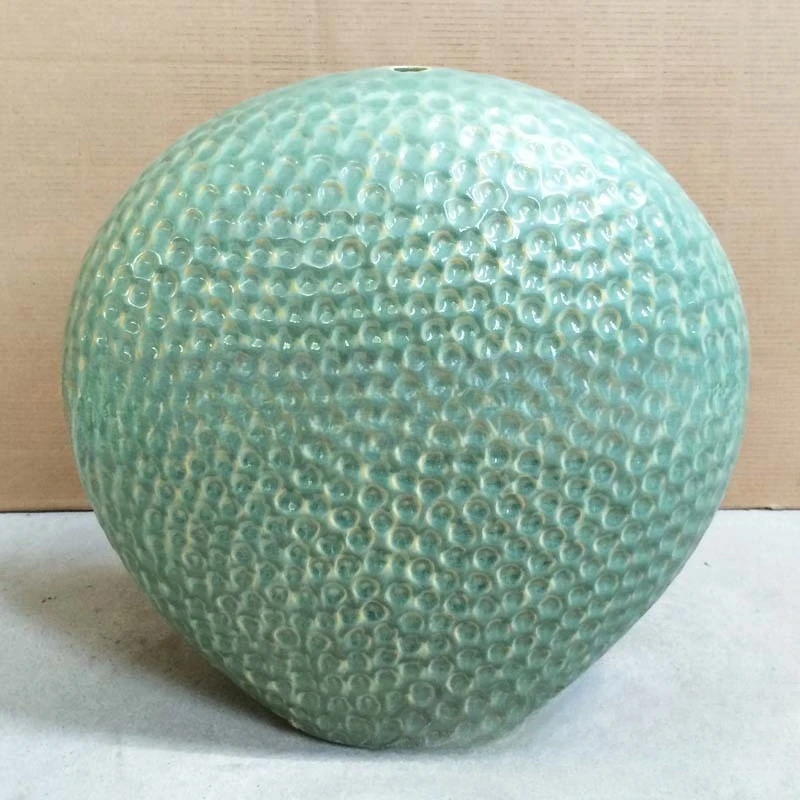 Kiln dark green glaze concave convex dot flat ceramic table lamp base