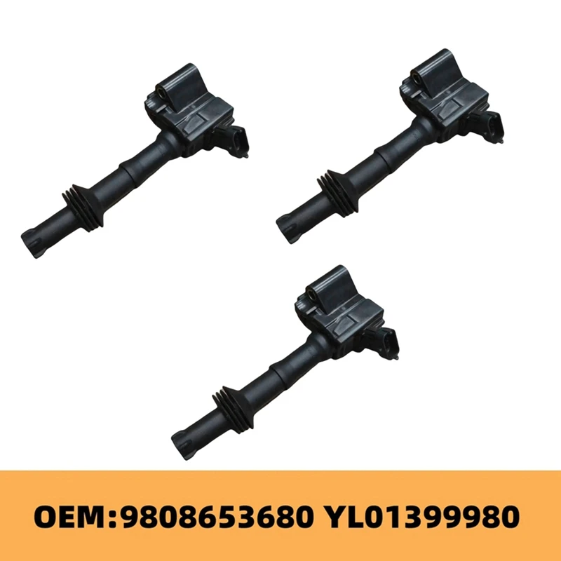 3Pcs Ignition Coil For Citroen Berlingo C3 C4 Peugeot 208 308 Partner Rifter Opel 1.2 THP 3 2013- 9808653680 3553459