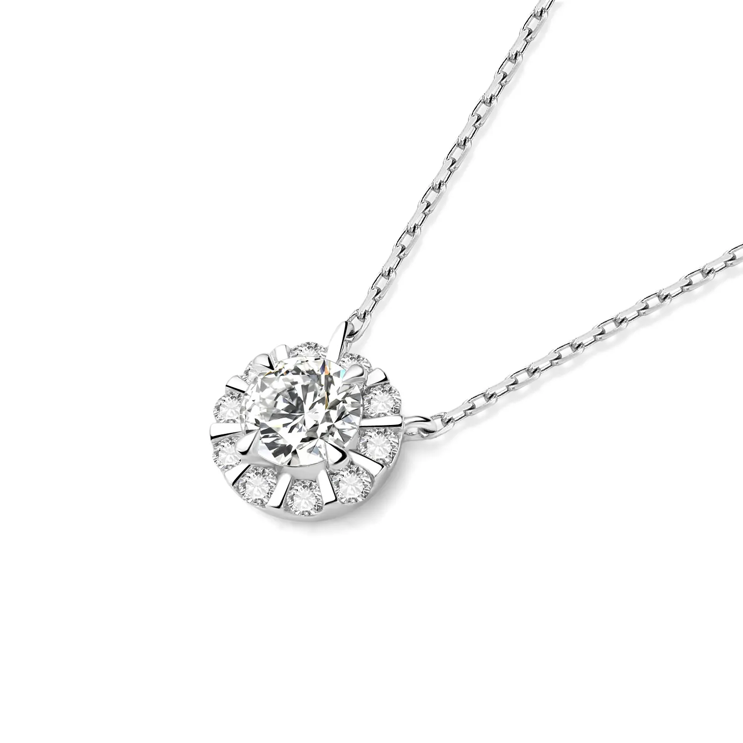 Women charming 18k Gold Lab Grown Diamonds Necklace Wedding Flower Necklace Jewelry NGIC/NGTC