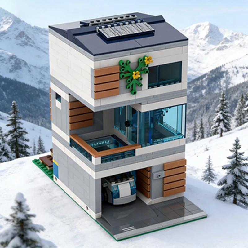 605개 조립식 모듈형 현대식 가족 주택 MOC 맞춤형 모듈 빌딩 블록 기술 모델 DIY 휴일 장난감 선물