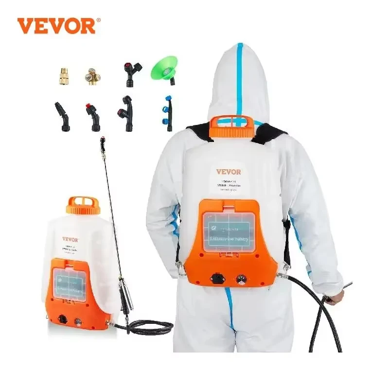 

VEVOR Outdoor Backpack Sprayer Adjustable Pressure 4 Gal Tank Back Pack Sprayer W/Battery Powered for Weeding Spraying Cleaning