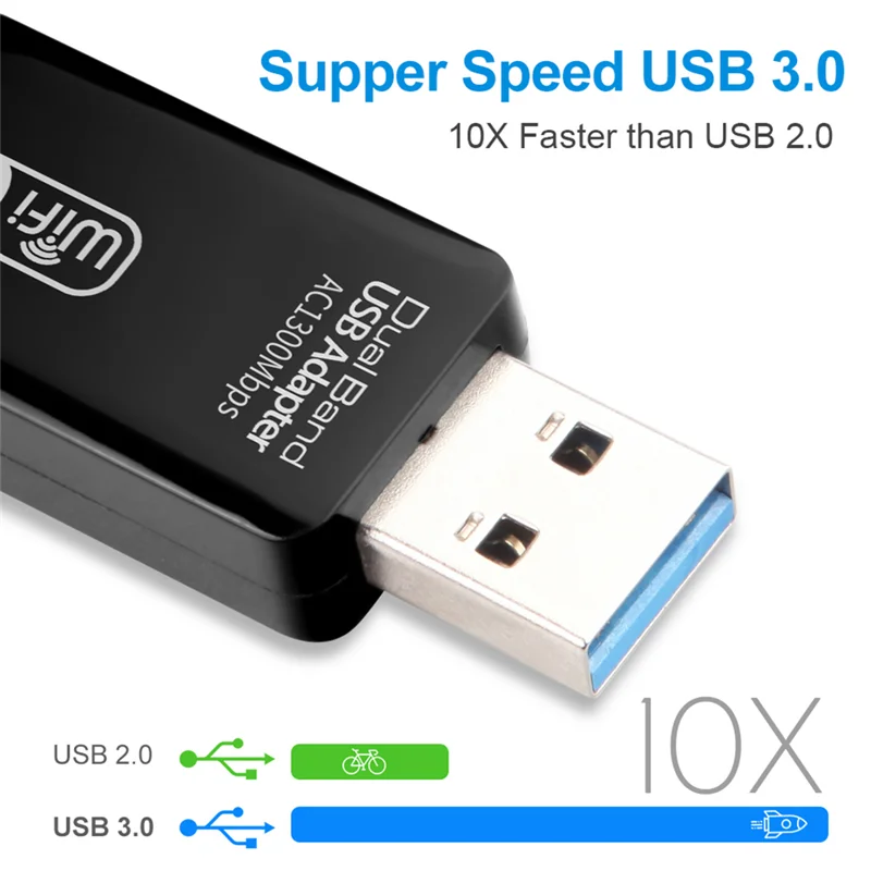 USB Wifi Adapter 5Ghz Wifi USB Adapter AC1300Mbps Wifi Adapter Dual Band USB 3.0 Ethernet 2.4G 5G Wifi Antenna