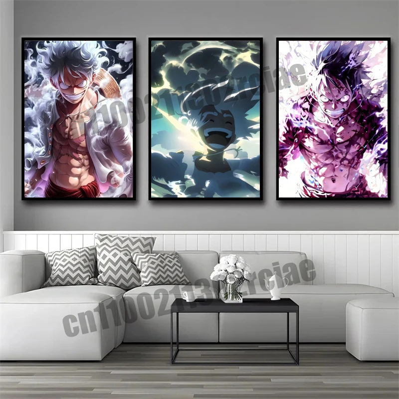 

Japanese Classic Childhood Anime One Piece Luffy, 3D Cool Art Poster Canvas Painting Suitable for Living Room Decoration Gift